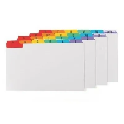 £3.75 • Buy Concord 6 X 4  Index Record Guide Card A-Z 24 Position Multi-coloured Mylar Tabs