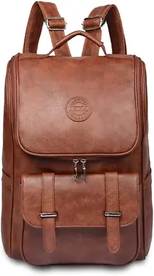 Vintage Leather Backpack Slim Laptop Backpack Travel Waterproof Pack College • $39.86
