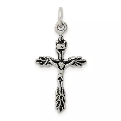 Sterling Silver 925 Antiqued Finish Budded Crucifix Cross Charm Pendant 1.3 Inch • $13.96