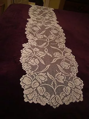 Lace Table Runner White Dutch Garden Design  54 X 14 • $10.50