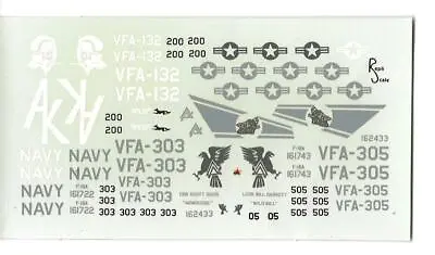 Loose Repli Scale F-18A Hornet Decals 1/72  No Instructions VFA-132 303 305 • $6.49