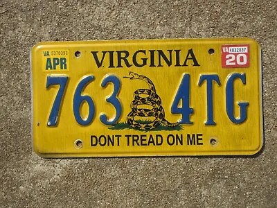 2020 Virginia Dont Tread On Me License Plate 7634TG Snake Gadsden Flag Don't VA • $39.99