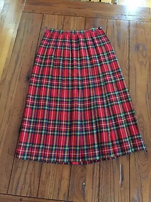 Vintage Kilt Skirt Siren Sportswear Red Green Tartan Plaid...wool...pleated.retr • $25