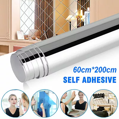 2M Flexible Mirror SheetsMirror Paper Self Adhesive Roll StickersBathroom Deco • $19.99