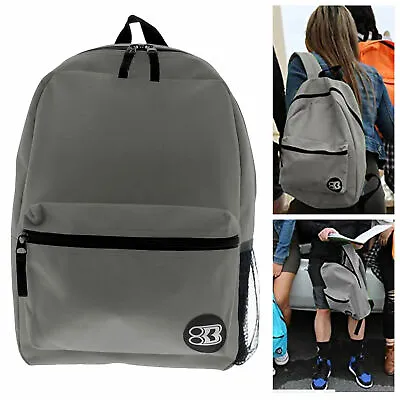 1 Gray Backpack School Book Bag Hiking Camping Travel Sport Back Pack Unisex 16  • $10.55