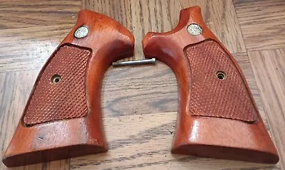  Factory Smith & Wesson K Or L Frame Target Grips Square Butt Wood S&W Original  • $99.99