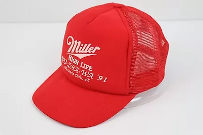 Vintage Miller High Life Trucker Hat 90s Beer Snapback Cap Red Rope Foam Back • $19.99