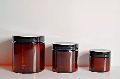 2oz 4oz And 8oz PET Plastic Jars With Lid From 3 Pack To Bulk Amber • $12