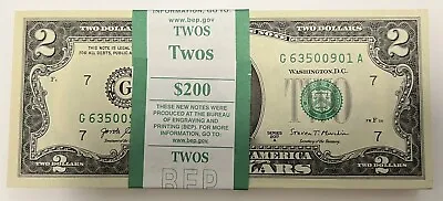 100 (One Stack) UNCIRCULATED 2017A $2 Dollar Bills BEP-Chicago ($200 Face Value) • $275