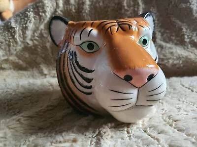 Dunelm Ceramic Tiger Head Indoor Plant Pot • £8