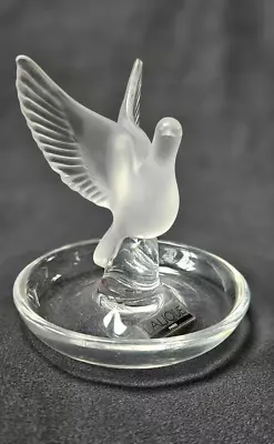 LALIQUE VINTAGE CRYSTAL FRANCE THALIE DOVE  SPREAD WINGS TRINKET Or RING DISH • £89