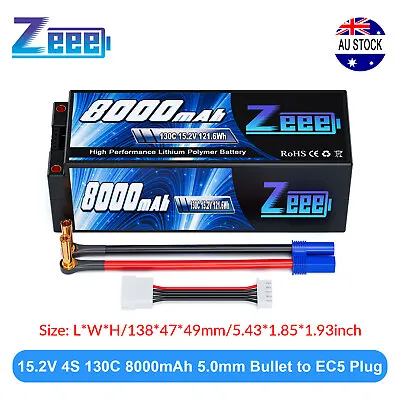 Zeee 4S HV Lipo Battery 8000mAh 15.2V 130C 5mm Bullet To EC5 For RC Car Truck • $120.99