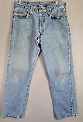 Vintage Levis 501 Button Fly Mens Jeans Distressed Size 32x29 *LARGE TEAR* • $24