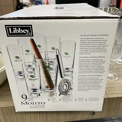 Libbey 9 Piece Mojito Cocktail Set Bartender Party Gift • $72