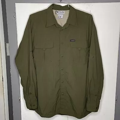 Columbia Mens Titanium Roll Up Long Sleeve Button Up Shirt Xl Vented Green • $25