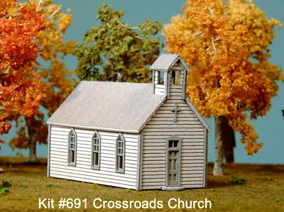 American Model Builders (N Scale) 691 CROSSROADS CHURCH - Laser Cut Kit • $14.95