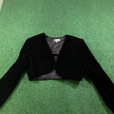 Patra Black Velvet Size 14 Bolera Cropped Evening Jacket • $21.75