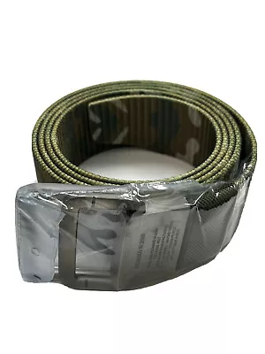 Men's Silver Flip Top Military Belt Buckle With Canvas Web Belt 4ft Long Camo • $12.80