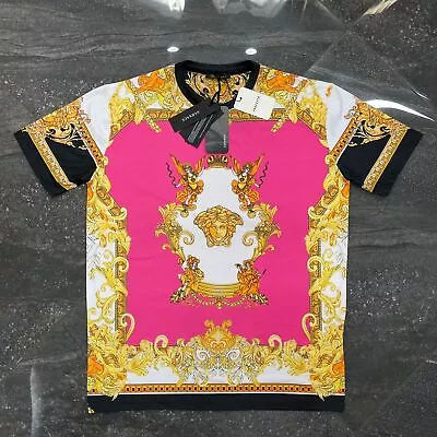 Men's Versace T Shirt Renaissance Print Short Sleeve Pink / Gold • $69.90