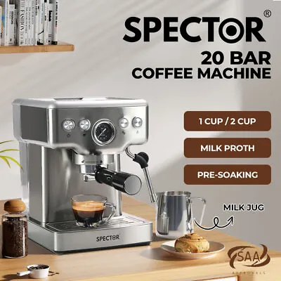 Spector Coffee Machine 20 Bar Espresso Cappuccino Maker Frother LCD Pre-soaking • $209.99