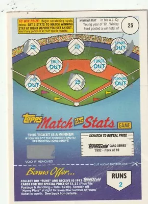 FREE SHIPPING-GOOD-1991 Topps Card For The Match The Stats Game SCRATCHED FORD • $2.25