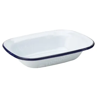 Falcon 26cm Large Oblong Enamel Pie Dish Perfect For Oven And Stove (White) • £11.48