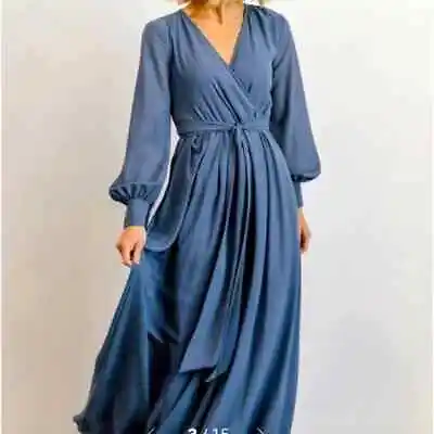 Baltic Born Lydia Maxi Dress Sz M Blue Gray Wedding Maternity Bridesmaid • £62.73