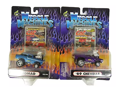 Muscle Machines Cartoons 2 Car Lot 69 Chevelle + 55 Nomad Chevy 1:64 Scale • $19.94