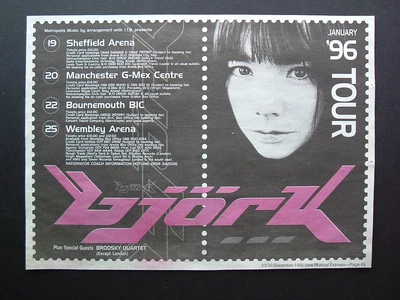 £2.99 • Buy Original - BJORK - Jan 1996 UK Tour - Music Advert Mini Poster - BRODSKY QUARTET