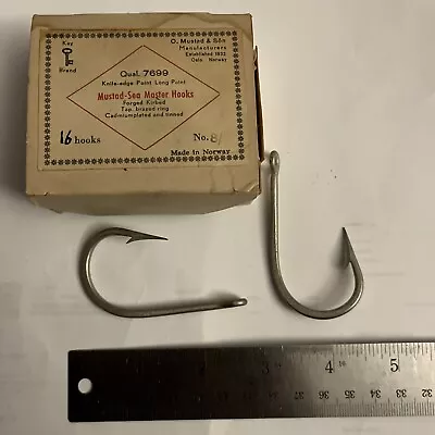 16 Vintage Mustad Sea Fish Hooks  8/0 New  Made In Norway XL • $19.99