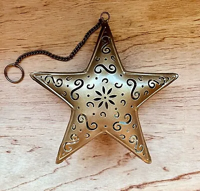 Hanging Star Candle Tealight Lantern Gold Metal  9  • $8.99