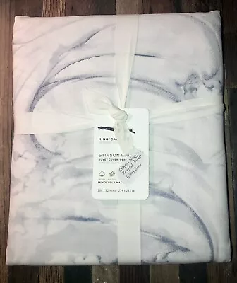 NEW Pottery Barn Stinson Wave Organic King/California King Duvet Cover Ocean • £111.95