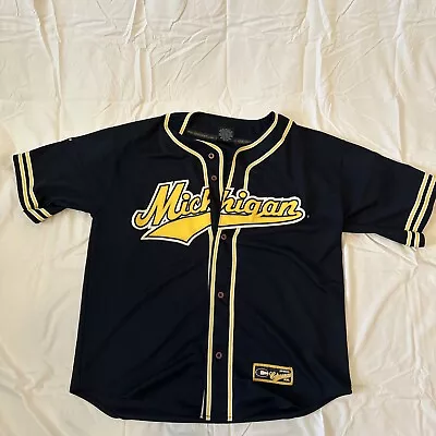 Michigan Wolverines NCAA Blue Baseball Jersey Colosseum Men's XL / XXL Button • $34.99