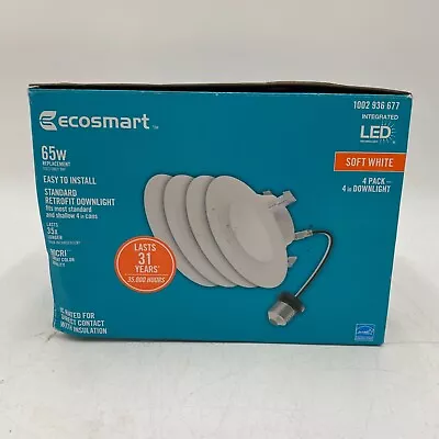 EcoSmart 4 In. White Integrated LED Recessed Trim Soft White 4-Pack • $14