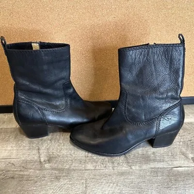 Frye Tall Ankle Shaft Black Leather Boots Women's 8.5 • $69