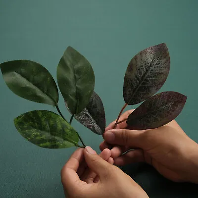 6/150PCS 2Colors Magnolia Artificial Silk Leaves For DIY Crafts Wreath Decor • $51.51