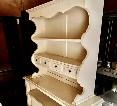 Vintage Solid Wood French Style Cream Dresser TOP With Drawers And Shelves • £200