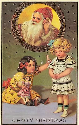$5.99 • Buy Postcard Santa Claus Christmas Saint Nick Embossed Children Doll Candles Holiday