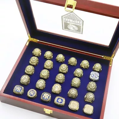 New York Yankees Rings Set 27 Time World Series Championship Rings W/ Wooden Box • $249.95