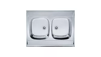 Kitchen Sink Double Bowl Sit On Stainless Steel 800 X 600 Mm 80cm X 60cm Franke • £109.95