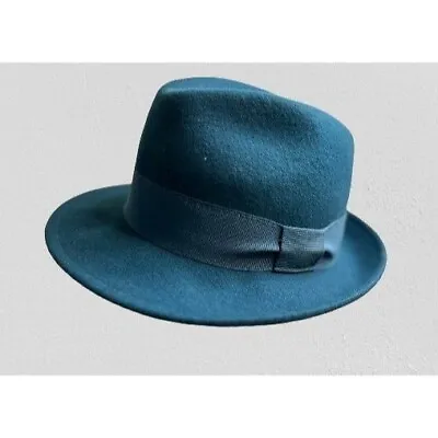 Le Bon Marche Wool Fedora Hat Blue Green Color Size Large • $64.99