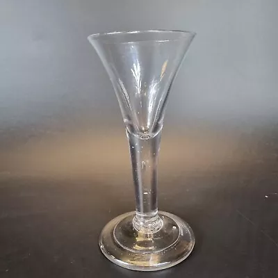 Antique 18th Century Drinking Glass Trumpet Bowl Folded Foot Small Tear • £179