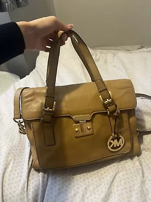 Michael Kors Camel Brown Beige Leather Satchel Handbag  • £35