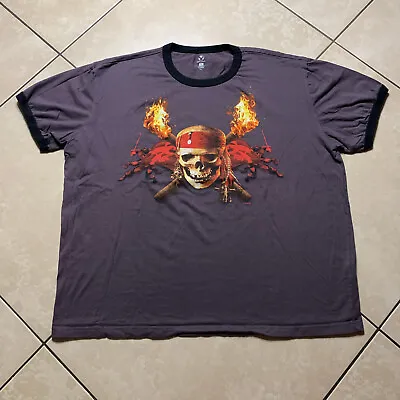 2006 Disney Pirates Of Caribbean Dead Man’s Chest Movie Promo T-Shirt XL Ringer • $19.95