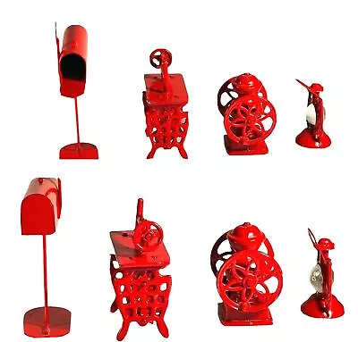 METAL DOLLHOUSE METAL - Red Mailbox Fire Hydrant Lantern & 50s Sewing Machine • $19.95
