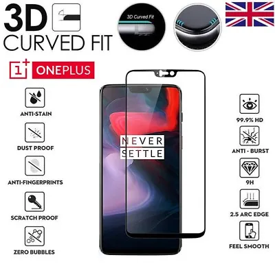 $8.68 • Buy For OnePlus 6 6T 5T 5 Full Cover 3D Curved Tempered Glass 9H Screen Protector