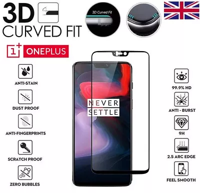 $8.68 • Buy For OnePlus 6 6T 5T 5 Full Cover 3D Curved Tempered Glass 9H Screen Protector