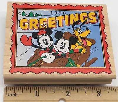 Rubber Stampede Disney Mickey Mouse 1996 Greetings Rubber Stamp Christmas Sleigh • $2.95
