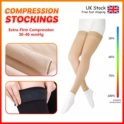 Thigh High Compression Stockings Support 30-40 MmHg Medical Socks Edema Swelling • £28.07