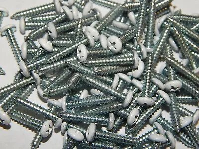 100 # 6 X 3/4  Phillips Pan Head Sheet Metal Screws Zinc Plated White Heads • $8.95